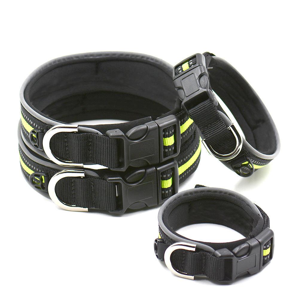Reflective Grid Pattern Neoprene Pet Collars - Stylish Safety Accessories For Dogs And Cats