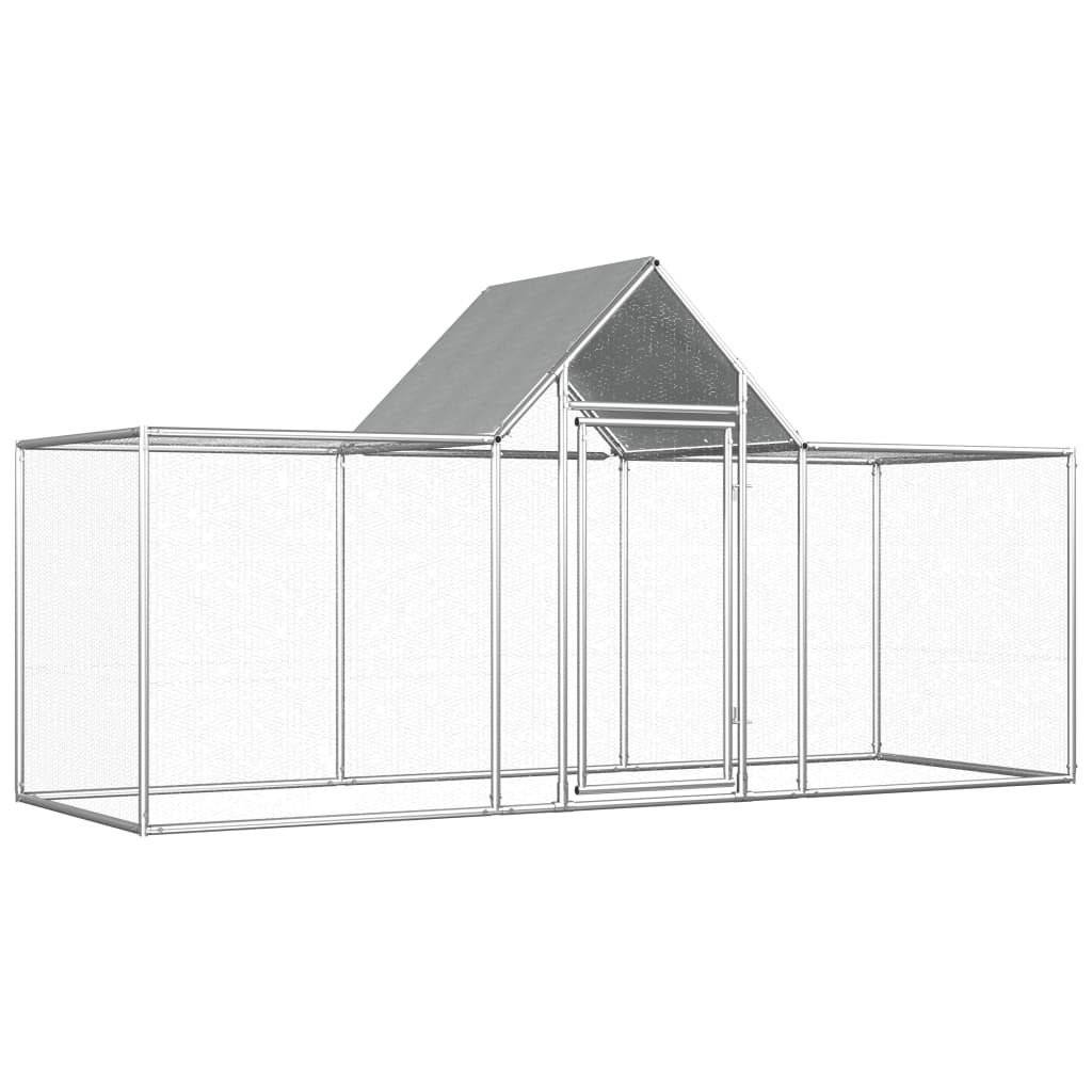 vidaXL Chicken Cage Walk-in Chicken Coop Pen Poultry Cage Galvanized Steel