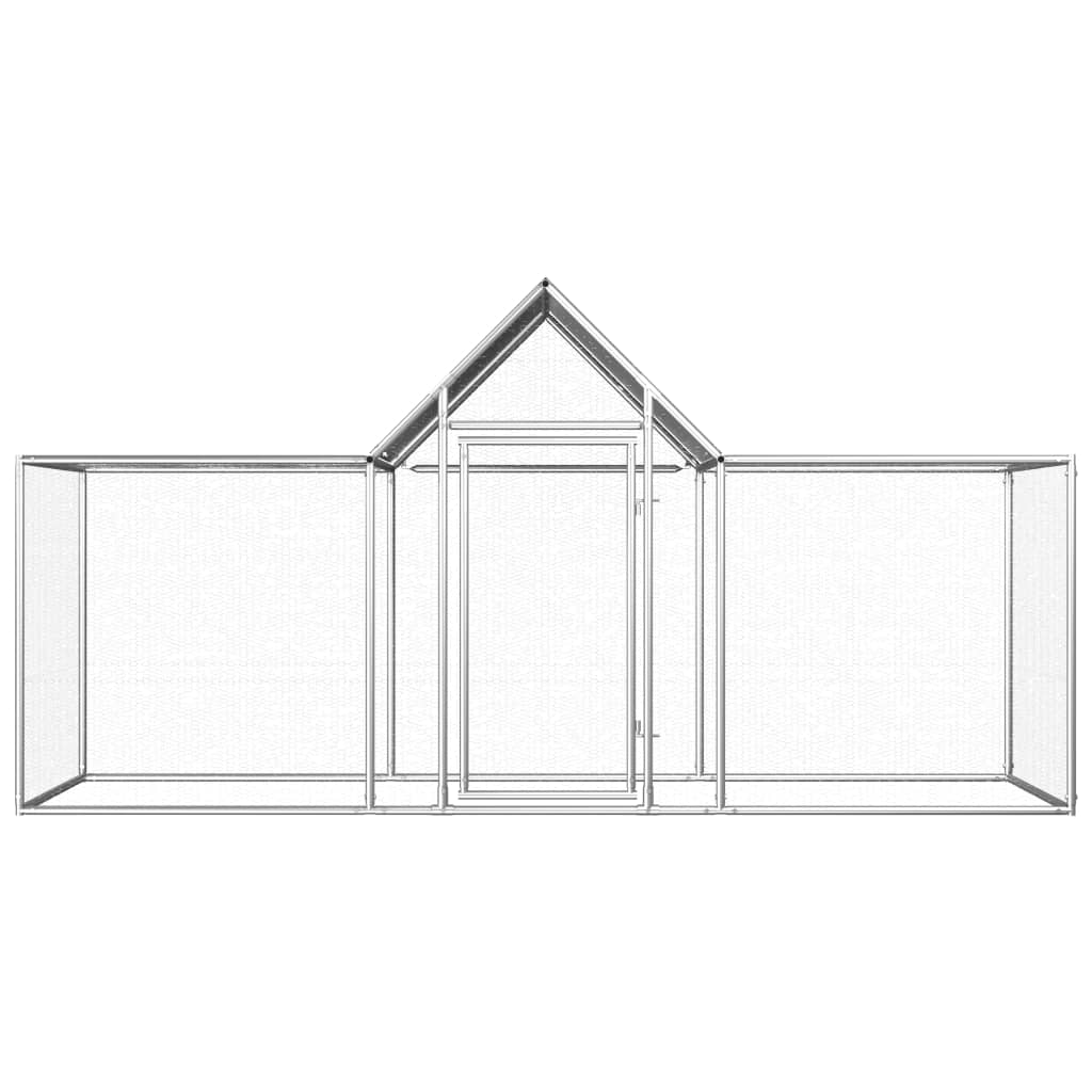vidaXL Chicken Cage Walk-in Chicken Coop Pen Poultry Cage Galvanized Steel