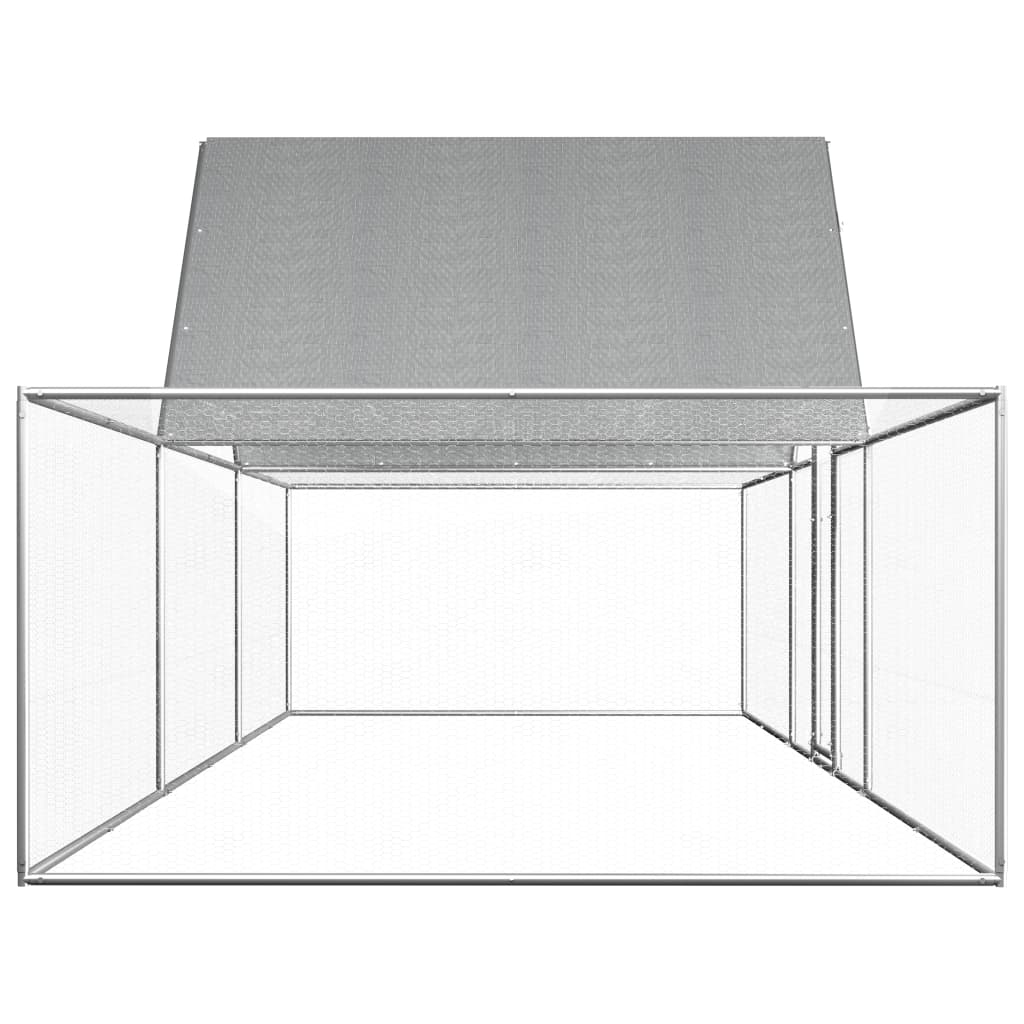 vidaXL Chicken Cage Walk-in Chicken Coop Pen Poultry Cage Galvanized Steel