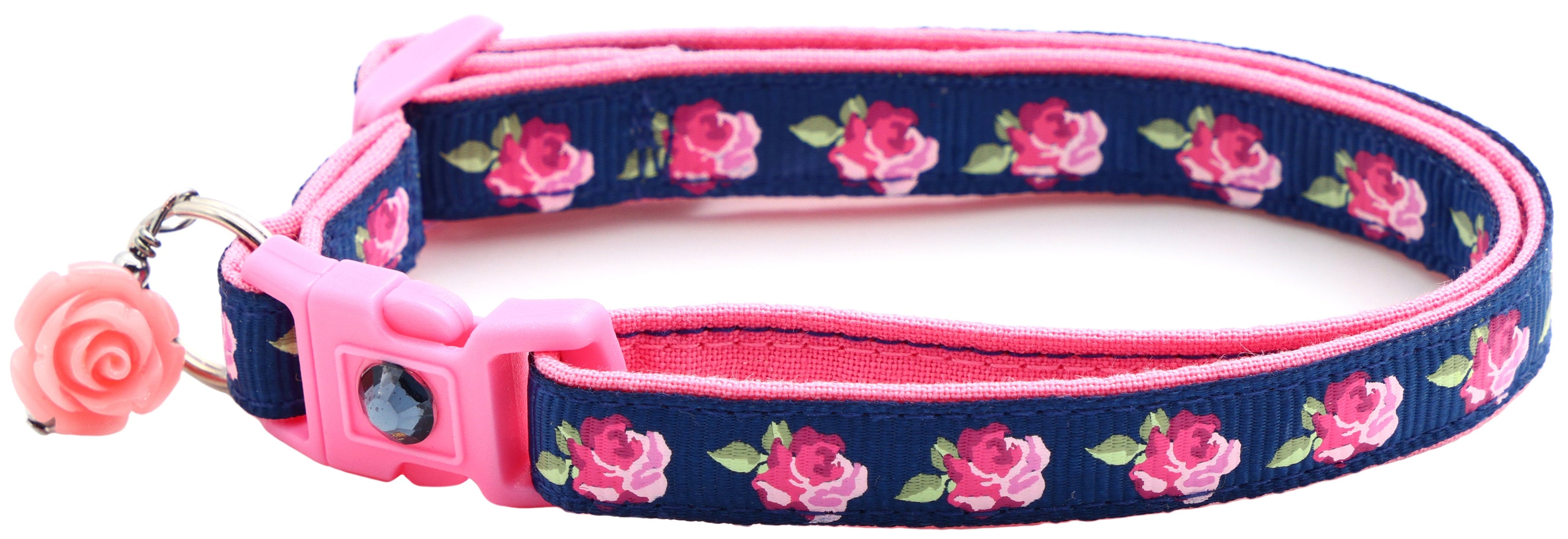 Pink Tea Party Roses Breakaway Cat Collar