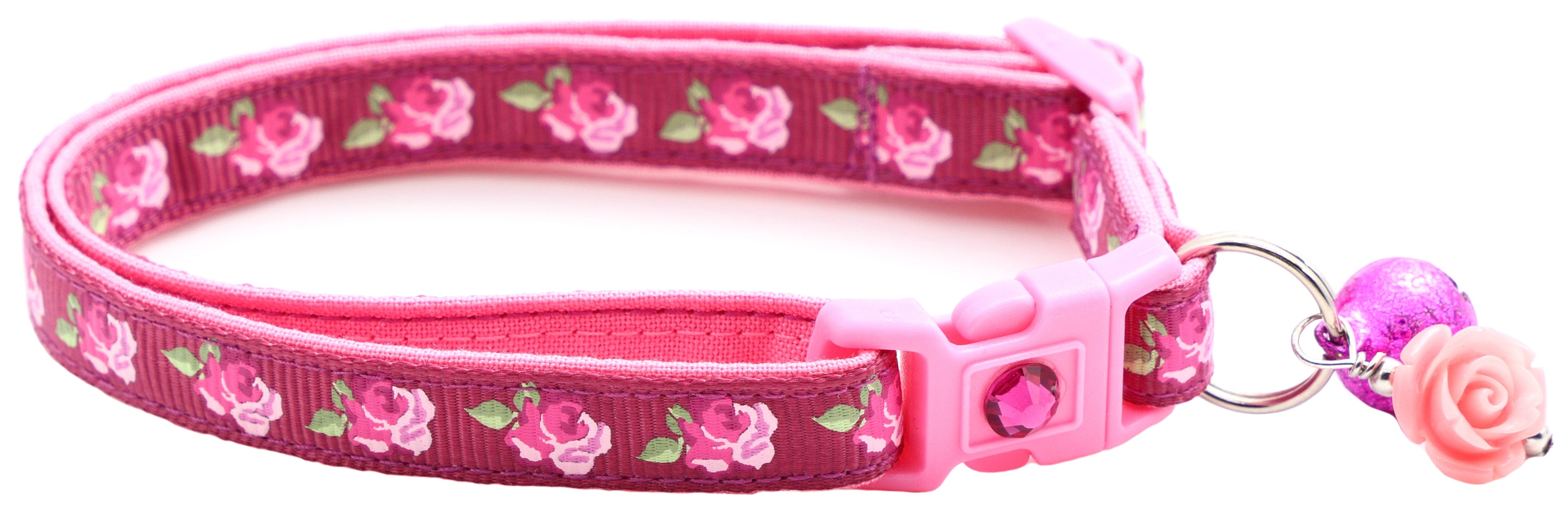 Pink Tea Party Roses Breakaway Cat Collar