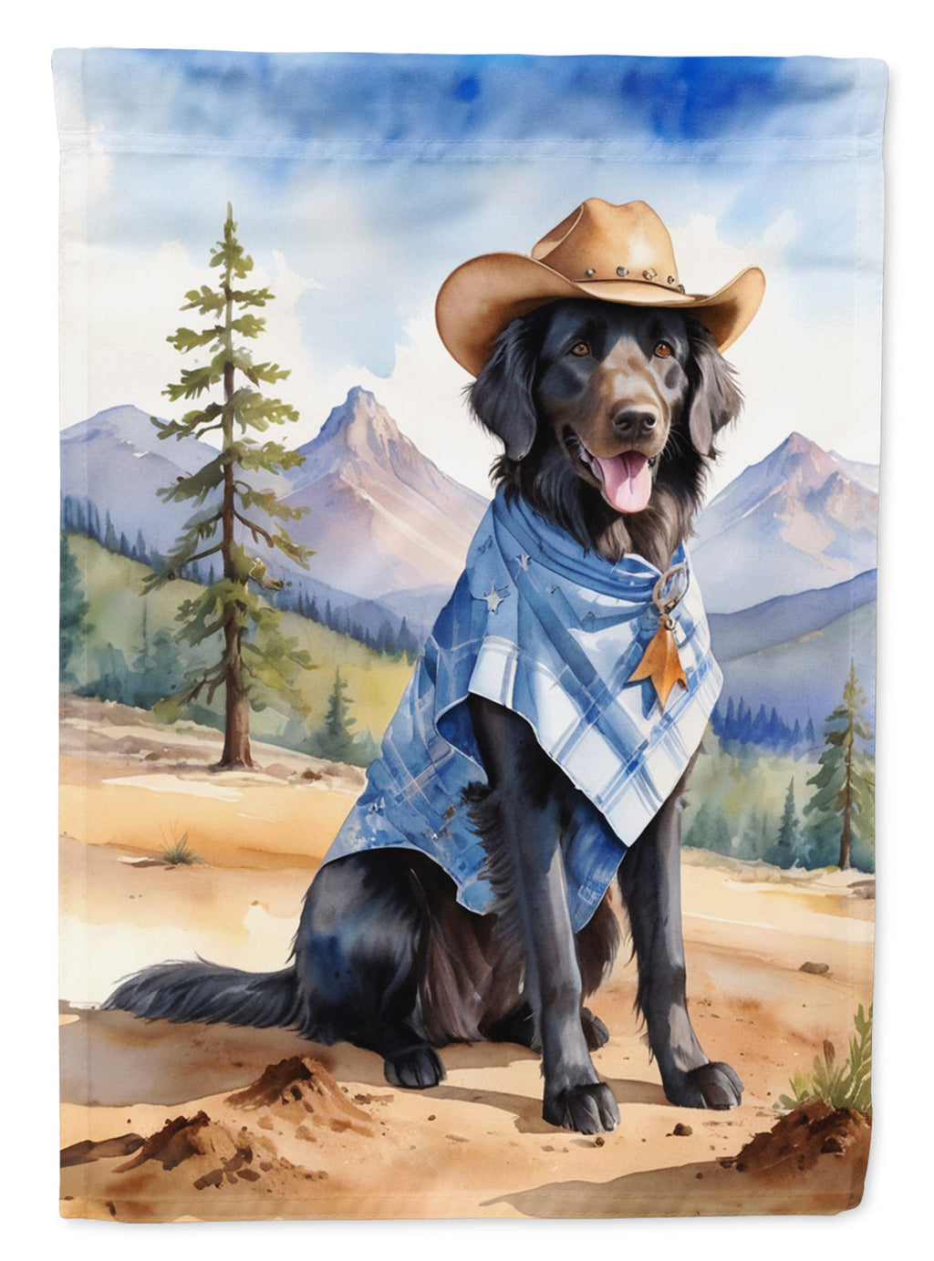 Flat-Coated Retriever Cowboy Welcome Garden Flag