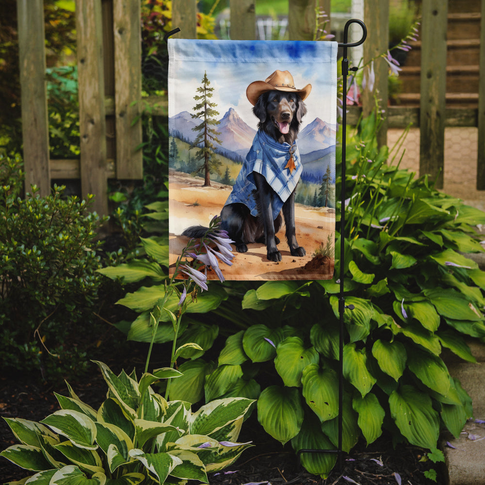 Flat-Coated Retriever Cowboy Welcome Garden Flag