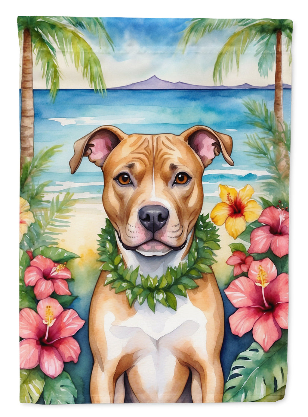 Pit Bull Terrier Luau Garden Flag