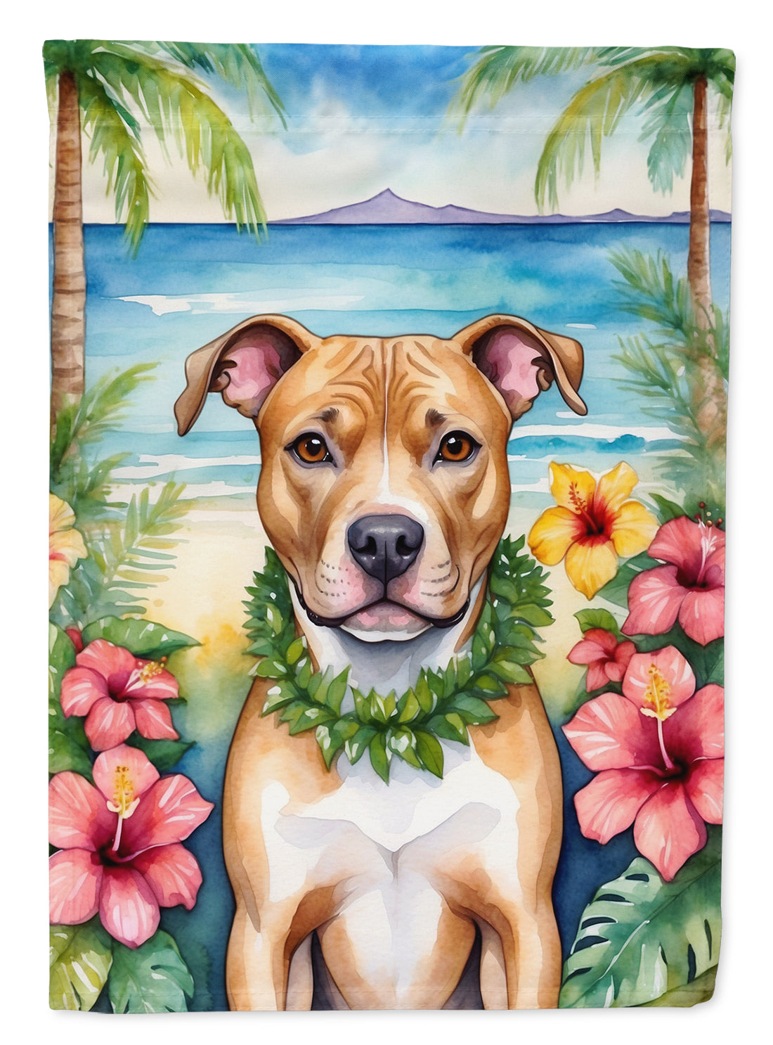 Pit Bull Terrier Luau Garden Flag