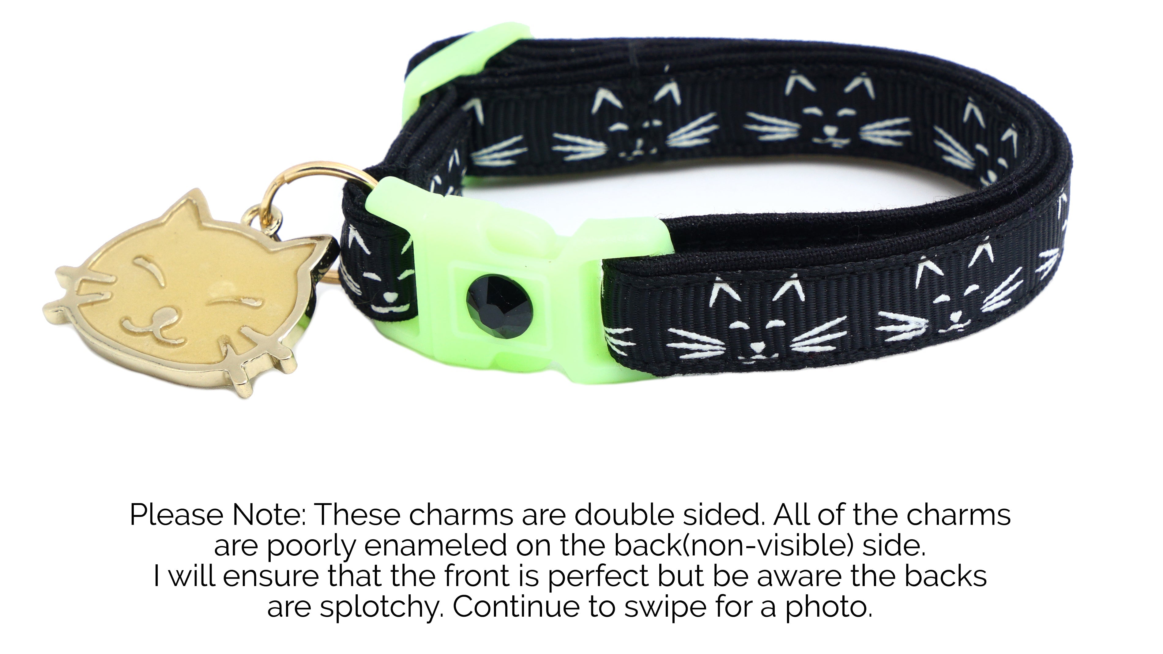 Glowing Cat Faces Breakaway Cat Collar