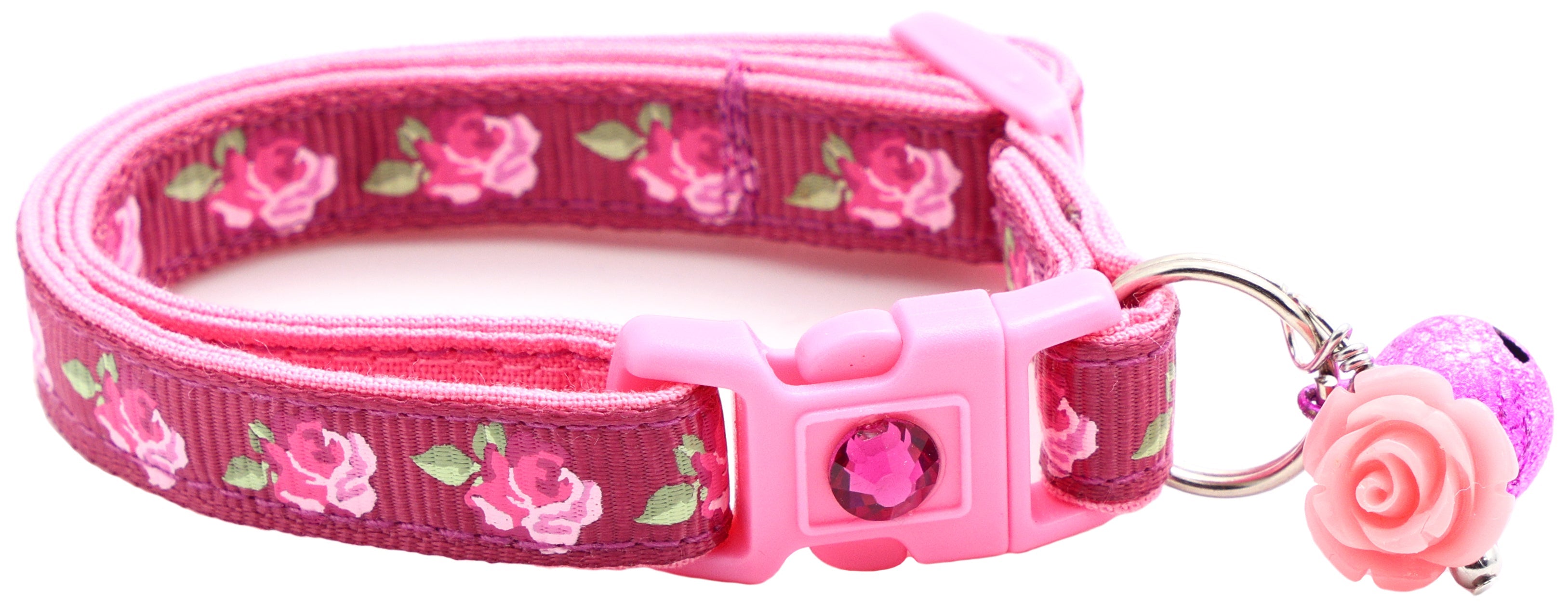 Pink Tea Party Roses Breakaway Cat Collar