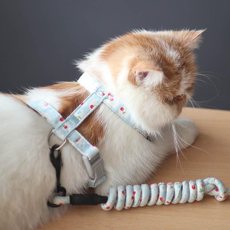 Anti-Tug Floral Cat Leash-0